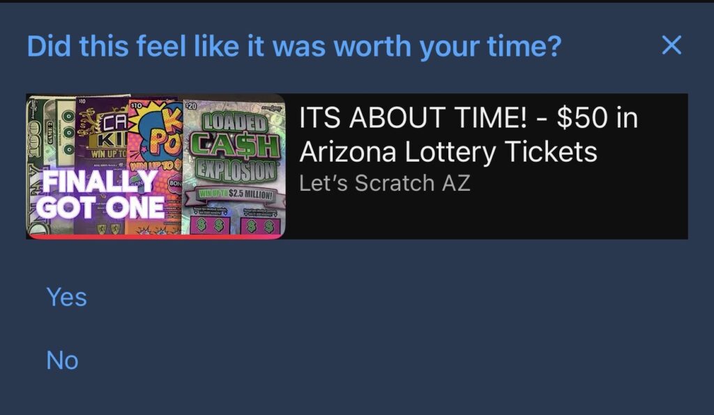 YouTube survey: "Did this feel like was worth your time?"