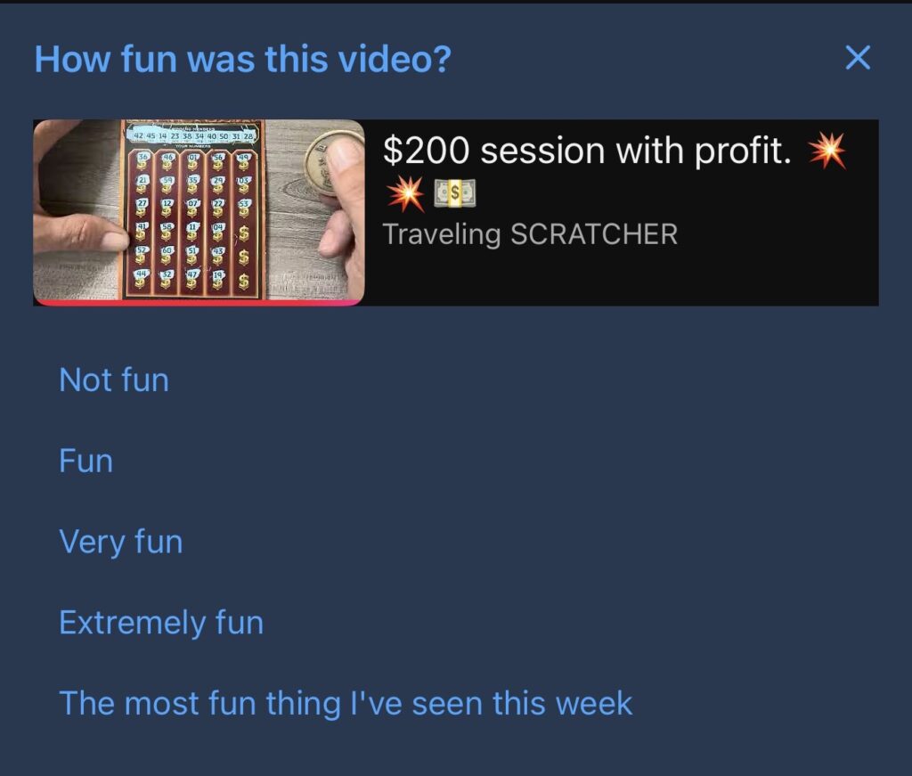 YouTube survey: "How fun was this video?"